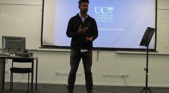 Manu talking about travels in his Toastmasters speech project